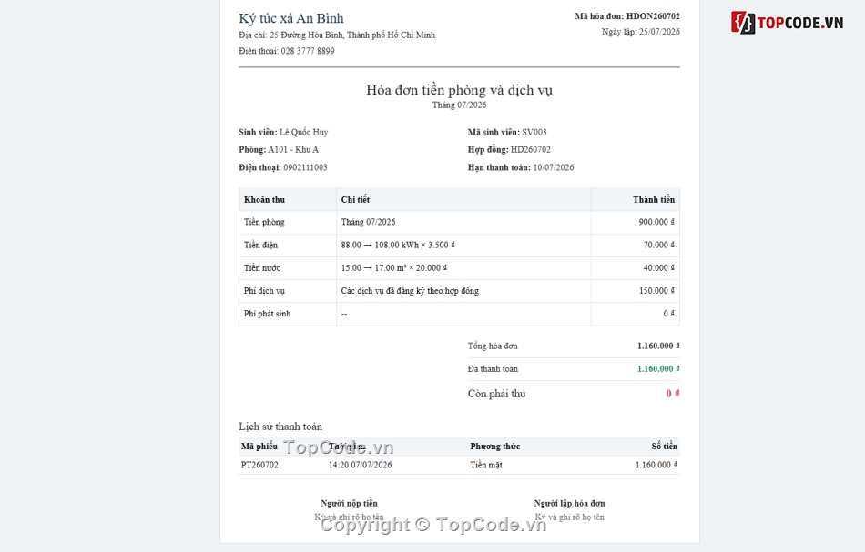 Website quản lý,quản lý ký túc xá,quản lý ký túc